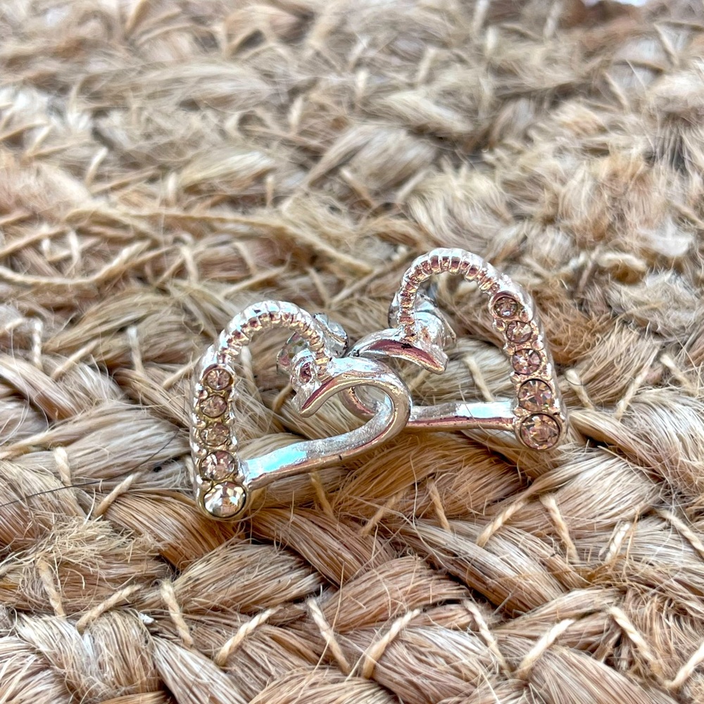 Silver and CZ heart earrings